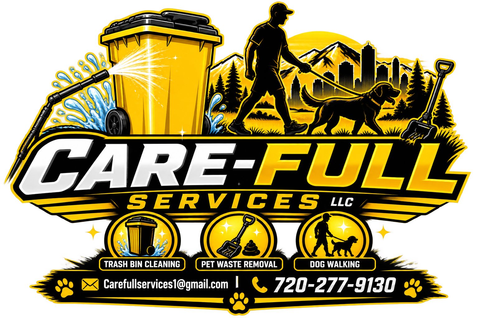 Care-full Services trash bin cleaning, pet waste removal, and dog walking